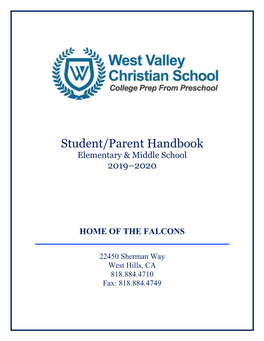 Student/Parent Handbook Elementary & Middle School 2019–2020