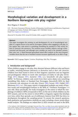 Morphological Variation and Development in a Northern Norwegian Role Play Register