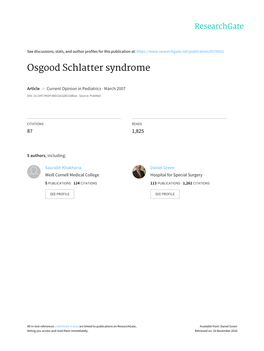 Osgood Schlatter Syndrome