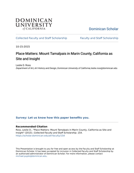 Mount Tamalpais in Marin County, California As Site and Insight