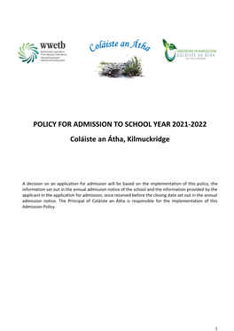 Admission Policy 2021/22
