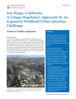 San Diego, California: a Unique Regulatory Approach to an Expansive Wildland-Urban Interface Challenge