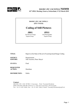 Coding of Still Pictures
