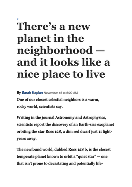 There's a New Planet in the Neighborhood