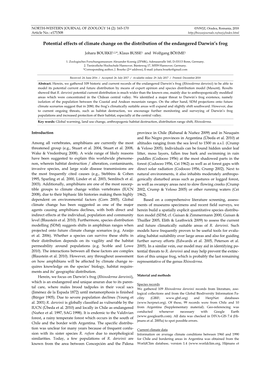 Potential Effects of Climate Change on the Distribution of the Endangered Darwin’S Frog