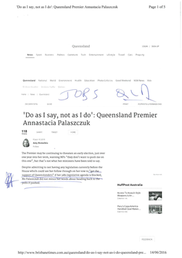 Queensland Premier Annastacia Palaszczuk Page 1 of 5