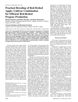 Practical Breeding of Red-Fleshed Apple: Cultivar Combination For