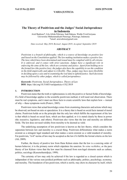 The Theory of Positivism and the Judges' Social Jurisprudence In