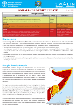 SOMALIA DROUGHT UPDATE Drought Severity Analysis Key