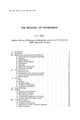 The Biology of Phoronida