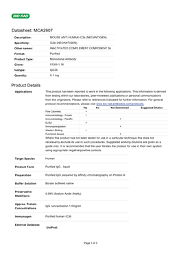 Datasheet: MCA2607 Product Details