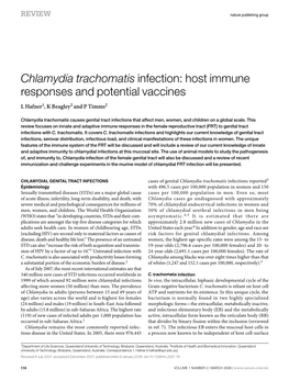 Chlamydia Trachomatis Infection: Host Immune Responses and Potential Vaccines