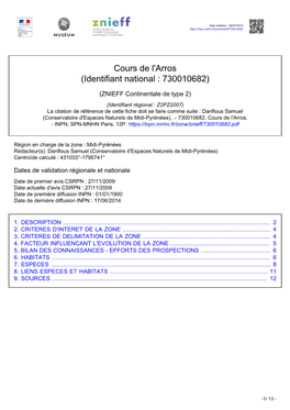 Cours De L'arros (Identifiant National : 730010682)