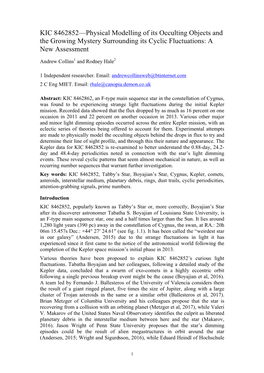 KIC 8462852—Physical Modelling of Its Occulting Objects and the Growing Mystery Surrounding Its Cyclic Fluctuations: a New Assessment