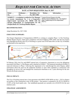 REQUEST for COUNCIL ACTION DATE ACTION REQUESTED: June 19, 2017 Order Ordinance Resolution XX Motion Information ___ No