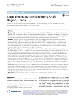 Large Cholera Outbreak in Brong Ahafo Region, Ghana