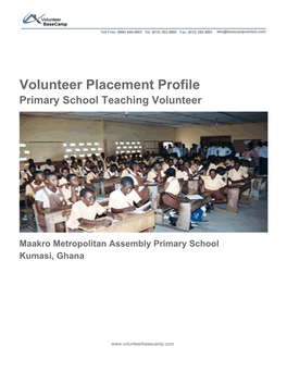 Volunteer Placement Profile Primary School Teaching Volunteer