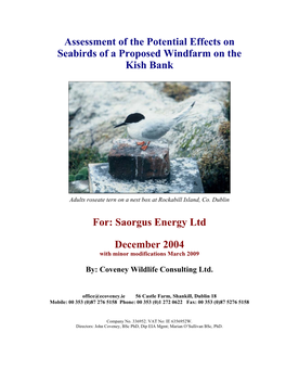 Assessment of the Potential Effects on Seabirds of a Proposed Windfarm on the Kish Bank
