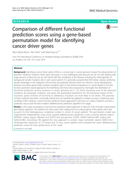 Comparison of Different Functional Prediction Scores Using a Gene