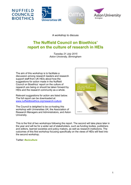 The Nuffield Council on Bioethics' Report on the Culture of Research