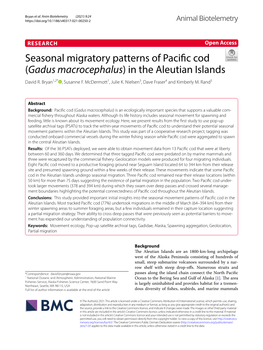 Seasonal Migratory Patterns of Pacific Cod (Gadus Macrocephalus) in The