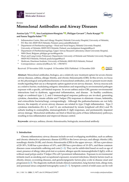 Monoclonal Antibodies and Airway Diseases