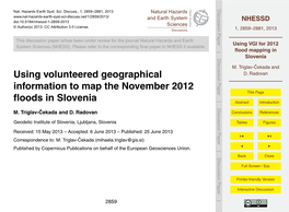 Using VGI for 2012 Flood Mapping in Slovenia