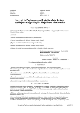 Navesti Ja Papioru Maastikukaitsealade Kaitse- Eeskirjade Ning Välispiiri Kirjelduste Kinnitamine