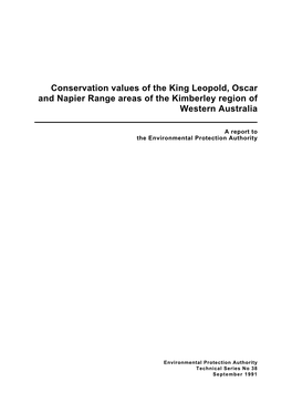 Conservation Values of the King Leopold, Oscar and Napier Range Areas of the Kimberley Region of Western Australia