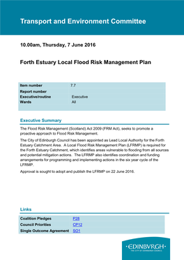 Transport and Environment Committee 10.00Am, Thursday, 7