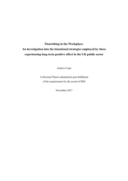 Flourishing in the Workplace: an Investigation Into the Intentional Strategies Employed by Those Experiencing Long-Term Positive Affect in the UK Public Sector