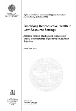 Simplifying Reproductive Health in Low-Resource Settings