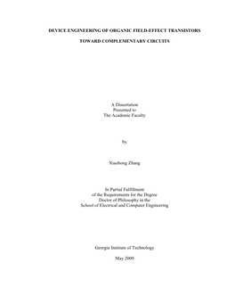 Device Engineering of Organic Field-Effect Transistors