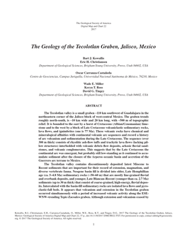 The Geology of the Tecolotlan Graben, Jalisco, Mexico