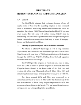 Irrigation Planning and Command Area