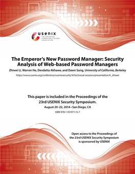 Security Analysis of Web-Based Password Managers