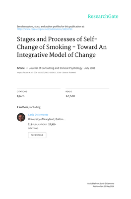 Stages and Processes of Self- Change of Smoking - Toward an Integrative Model of Change