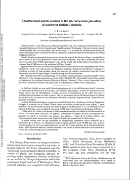 Quadra Sand and Its Relation to the Late Wisconsin Glaciation of Southwest British Columbia