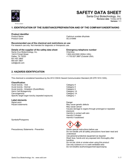 SAFETY DATA SHEET Santa Cruz Biotechnology, Inc