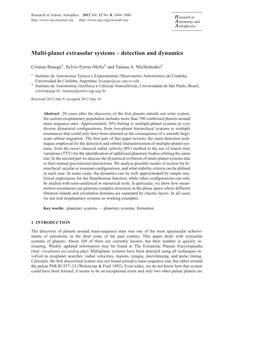 Multi-Planet Extrasolar Systems – Detection and Dynamics