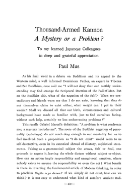 Thousand-Armed Kannon a Mystery Or a Problem?