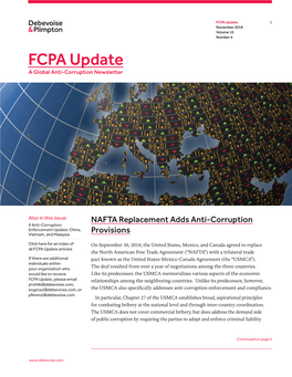 FCPA Update 1 November 2018 Volume 10 Number 4 FCPA Update a Global Anti‑Corruption Newsletter