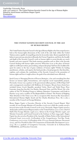 The United Nations Security Council in the Age of Human Rights Edited by Jared Genser and Bruno Stagno Ugarte Frontmatter More Information