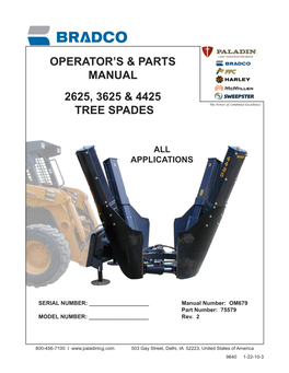 Operator's & Parts Manual 2625, 3625 & 4425 Tree Spades