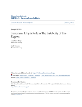 Terrorism: Libya’S Role in the Nsi Tability of the Region Cara Rabe-Hemp Illinois State University