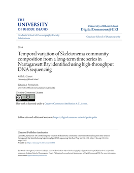 Temporal Variation of Skeletonema Community Composition from a Long-Term Time Series in Narragansett Ab Y Identified Sinu G High-Throughput DNA Sequencing Kelly L