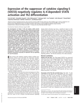 Expression of the Suppressor of Cytokine Signaling-5 (SOCS5) Negatively Regulates IL-4-Dependent STAT6 Activation and Th2 Differentiation