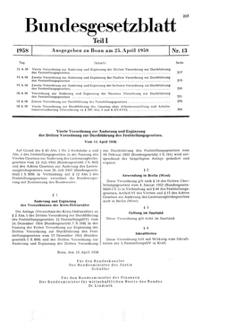 Bundesgesetzblatt Teill 1958 Ausgegeben Zu Bonn Am 25