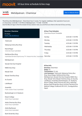 65 Bus Time Schedule & Line Route