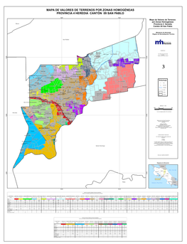 Mapa De Valores De Terrenos Por Zonas Homogéneas Provincia 4 Heredia Cantón 09 San Pablo